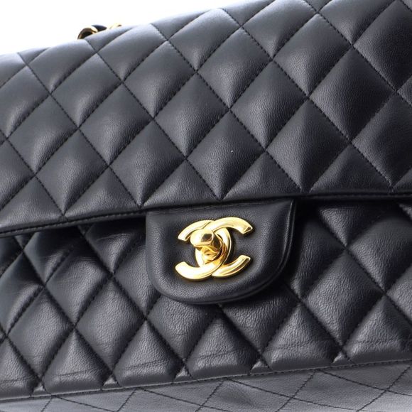 Chanel Classic Double Flap Bag Quilted Lambskin Medium Black - Picture 6 of 16